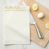 Linge De Cuisine Texte personnalisable simple et élégant | Or blanc (Quart Plié)