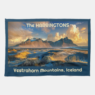 Linge De Cuisine Texte personnalisé Montagnes Vestrahorn, Islande