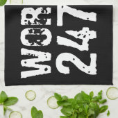 Linge De Cuisine Texte usé et rayé Workout 247365 blanc (Plié)