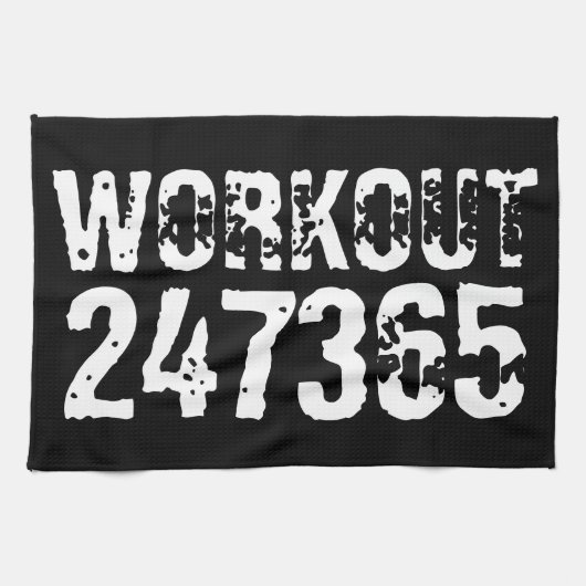 Linge De Cuisine Texte usé et rayé Workout 247365 blanc (Horizontal)