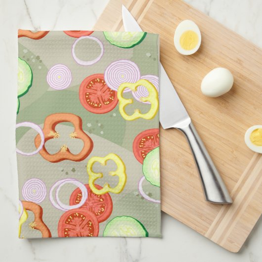 Linge De Cuisine Texture Avec Tranches De Légumes (Quart Plié)