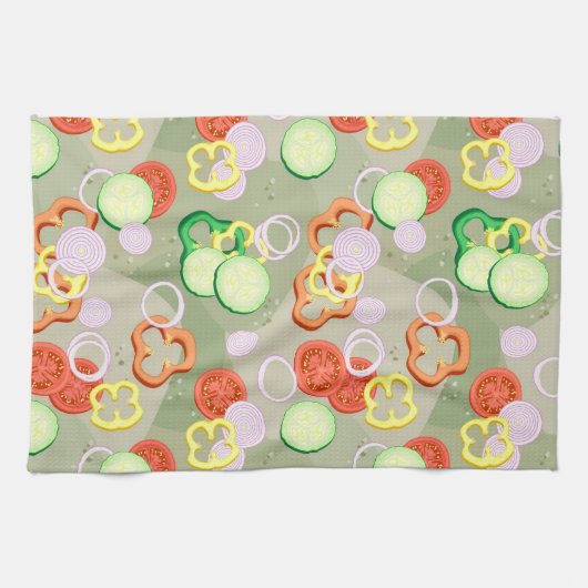 Linge De Cuisine Texture Avec Tranches De Légumes (Horizontal)