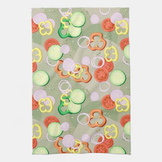 Linge De Cuisine Texture Avec Tranches De Légumes (Vertical)