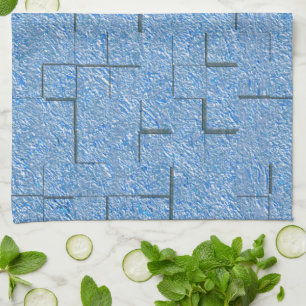 Linge De Cuisine Texture bleu argenté avec effet mosaïque et relief