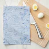 Linge De Cuisine Texture bleu froissé (Quart Plié)