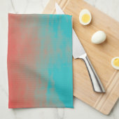 Linge De Cuisine Texture d'aquarelle d'Ombre - Teal et corail (Quart Plié)