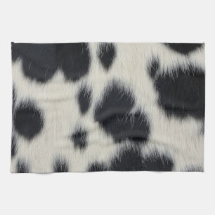 Linge De Cuisine texture de cuir de peau de fourrure de vache noir