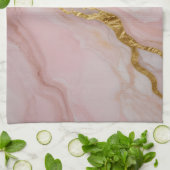 Linge De Cuisine Texture de marbre doré et rose (Plié)