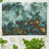 Linge De Cuisine Texture de marbre verte avec des veines (Plié)