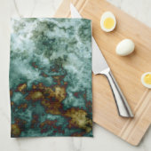 Linge De Cuisine Texture de marbre verte avec des veines (Quart Plié)
