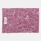 Linge De Cuisine Texture de paillettes roses fausses avec nom perso (Horizontal)
