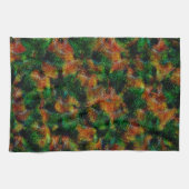 Linge De Cuisine Texture de peau Bergamot en vert et orange fort (Horizontal)