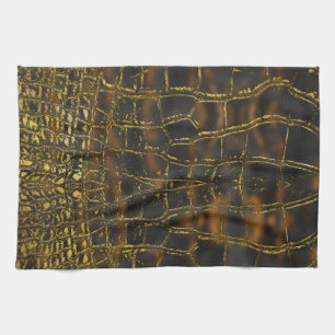 Linge De Cuisine Texture de peau de serpent d'or de Faux sur le