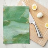 Linge De Cuisine Texture de pierre blanche et verte (Quart Plié)