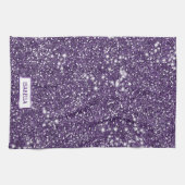 Linge De Cuisine Texture de scintillement violet faux avec nom pers (Horizontal)
