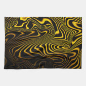 Linge De Cuisine Texture de tourbillons noir jaune or (Horizontal)