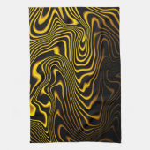Linge De Cuisine Texture de tourbillons noir jaune or (Vertical)