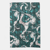 Linge De Cuisine Texture des taches blanches mélangées en aquamarin (Vertical)