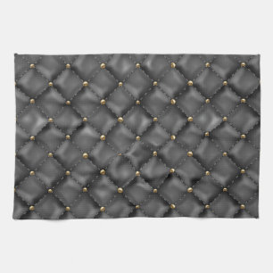 Linge De Cuisine Texture en cuir brillant avec perles d'or