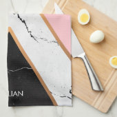 Linge De Cuisine Texture En Marbre Avec Lignes D'Or (Quart Plié)