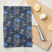 Linge De Cuisine Texture florale d'art populaire rustique (Quart Plié)