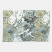 Linge De Cuisine Texture fluide de pierre de marbre gris et or abst (Horizontal)