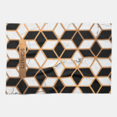 Linge De Cuisine Texture Marbre Avec Cubes D'Or (Horizontal)