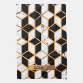 Linge De Cuisine Texture Marbre Avec Cubes D'Or (Vertical)