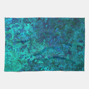 Linge De Cuisine Texture marbre pierre bleu et turquoise naturel
