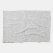 Linge De Cuisine Texture Parties scintillant argent blanc brillant  (Horizontal)