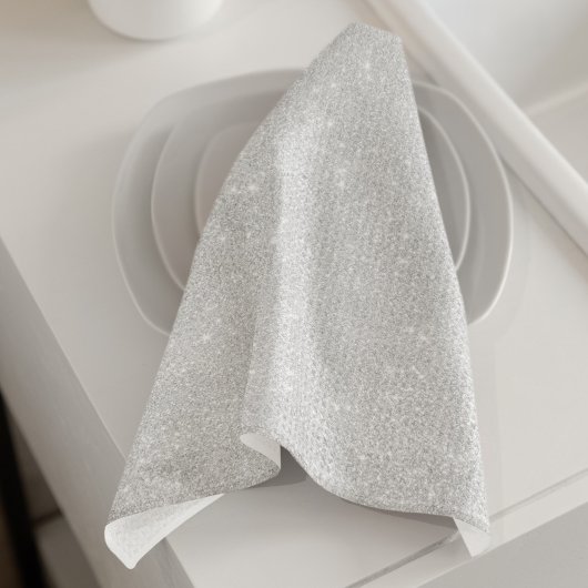 Linge De Cuisine Texture Parties scintillant argent blanc brillant 