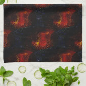 Linge De Cuisine Texture rouge digitale rustique avec des courbes l (Plié)