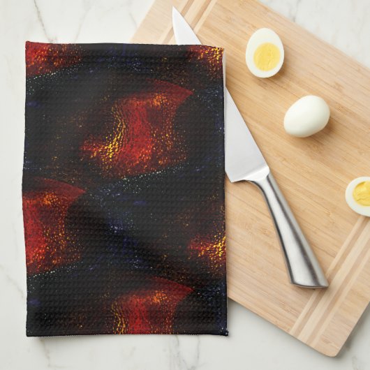 Linge De Cuisine Texture rouge digitale rustique avec des courbes l (Quart Plié)