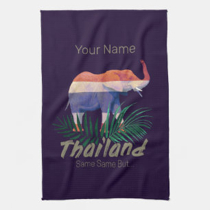 Linge De Cuisine Thaïlande Elephant Drapeau Jungle Feuille Souvenir