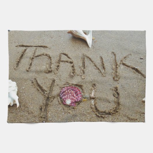 Linge De Cuisine Thank you in the sand shells & beach (Horizontal)