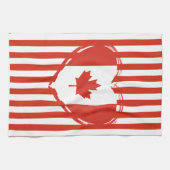 Linge De Cuisine Thanksgiving Canada - Coeur rouge et rayures (Horizontal)