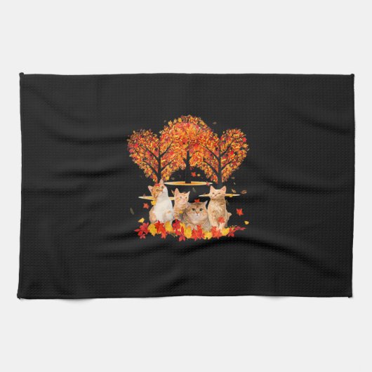 Linge De Cuisine Thanksgiving Maple Cat Heart Shape Tree Leaf (Horizontal)