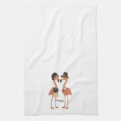 Linge De Cuisine Thanksgiving Pilgrim Flamingos “Thankful” Cursive (Vertical)