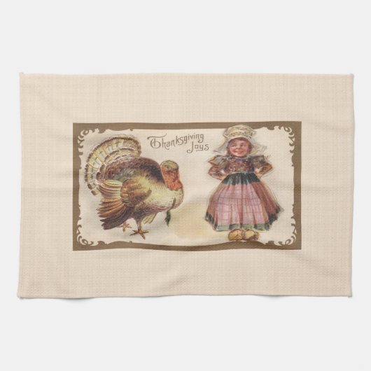 Linge De Cuisine Thanksgiving vintage, Turquie avec Pèlerin (Horizontal)