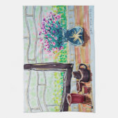 Linge De Cuisine Thé et Fleurs de la Fenêtre (Vertical)
