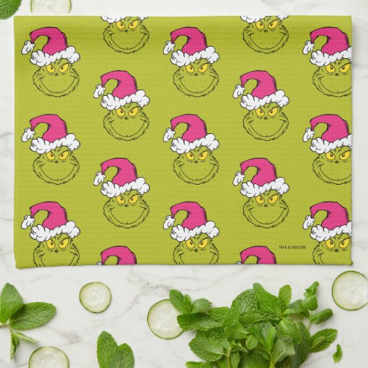 Linge De Cuisine The Grinch in Pink Santa Hat (Plié)