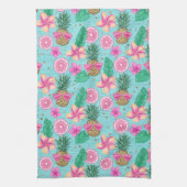 LINGE DE CUISINE THÈME DE PLAGE TROPICALE D'ÉTÉ ROSE & VERT (Vertical)