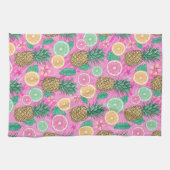 LINGE DE CUISINE THÈME DE PLAGE TROPICALE D'ÉTÉ ROSE & VERT (Horizontal)