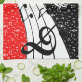 Linge De Cuisine Thème musical rouge et noir (Plié)