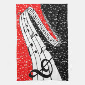 Linge De Cuisine Thème musical rouge et noir (Vertical)
