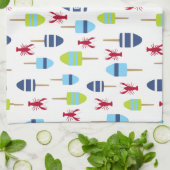 Linge De Cuisine Thème nautique Bouée et homard monogrammés (Plié)