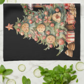 Linge De Cuisine Thème Noël de chat dans la boulangerie (Plié)