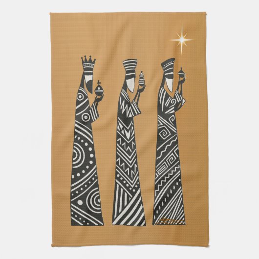 Linge De Cuisine Three Wise Men Black & White Christmas Nativity (Vertical)