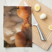 Linge De Cuisine Tibétain Terrier Chiot Automne Citrouille délice (Quart Plié)