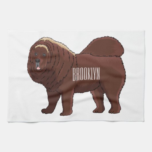 Linge De Cuisine Tibetan Mastiff dog cartoon illustration  (Horizontal)